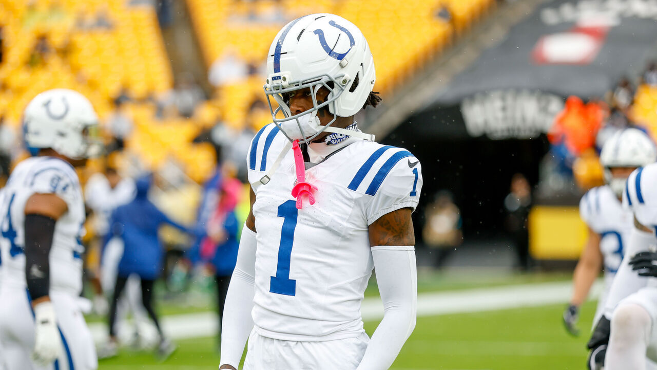PITTSBURGH, PENNSYLVANIA - OCTOBER 11: Sauce Gardner #1 of the Indianapolis Colts warms up prior to a game against the Pittsburgh Steelers at Acrisure Stadium on October 11, 2026 in Pittsburgh, Pennsylvania.