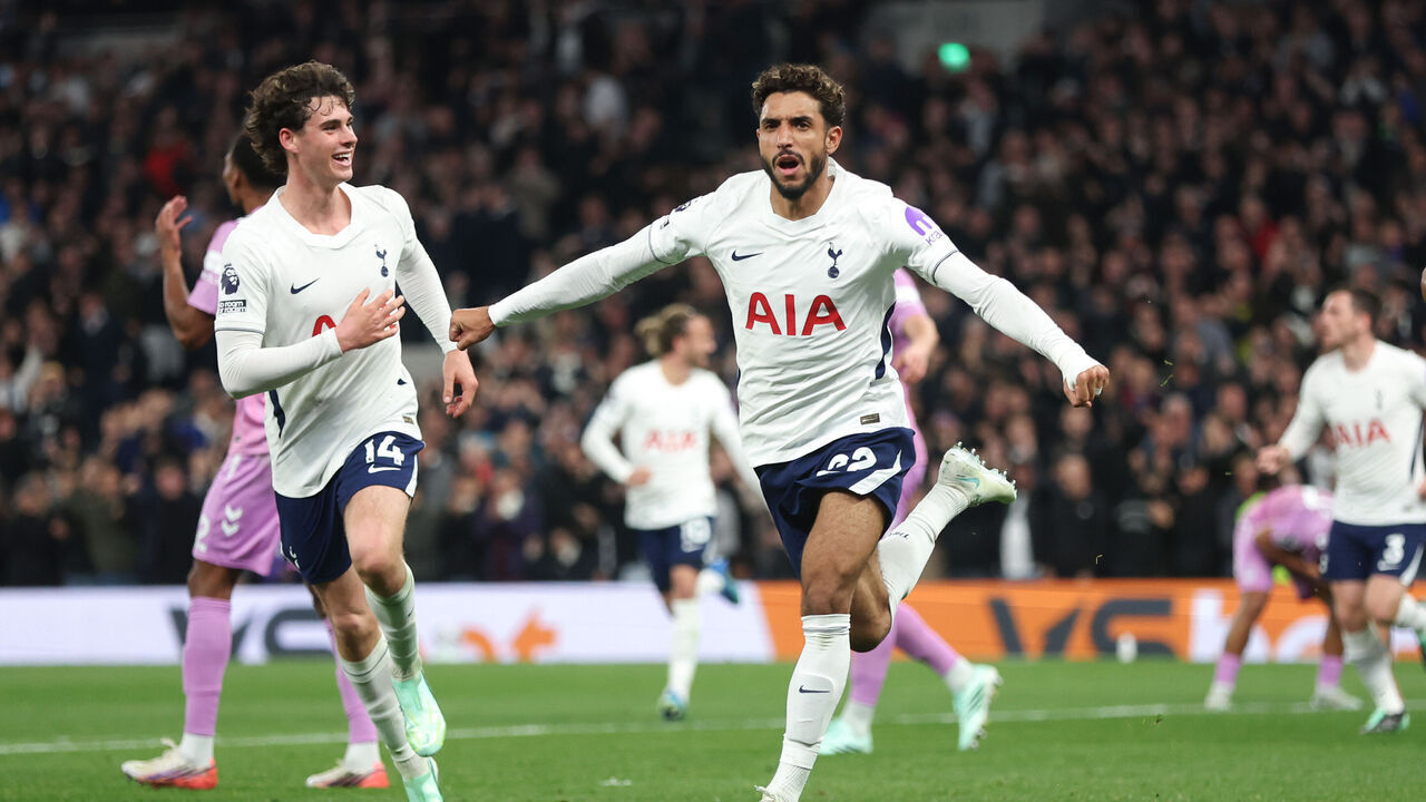 LONDON, ENGLAND - OCTOBER 19: Tottenham Hotspur's Omar Marmoush celebrates scoring his side's second goal during the Premier League 2026/27 match between Tottenham Hotspur and Coventry City at Tottenham Hotspur Stadium on October 19, 2026 in London, United Kingdom.