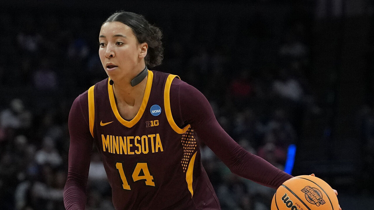 SACRAMENTO, CALIFORNIA - MARCH 27: Tori McKinney #14 of the Minnesota Golden Gophers brings the ball up the court during the third quarter in the Sweet Sixteen of the 2026 NCAA Women's Basketball Tournament at Golden 1 Center on March 27, 2026 in Sacramento, California.