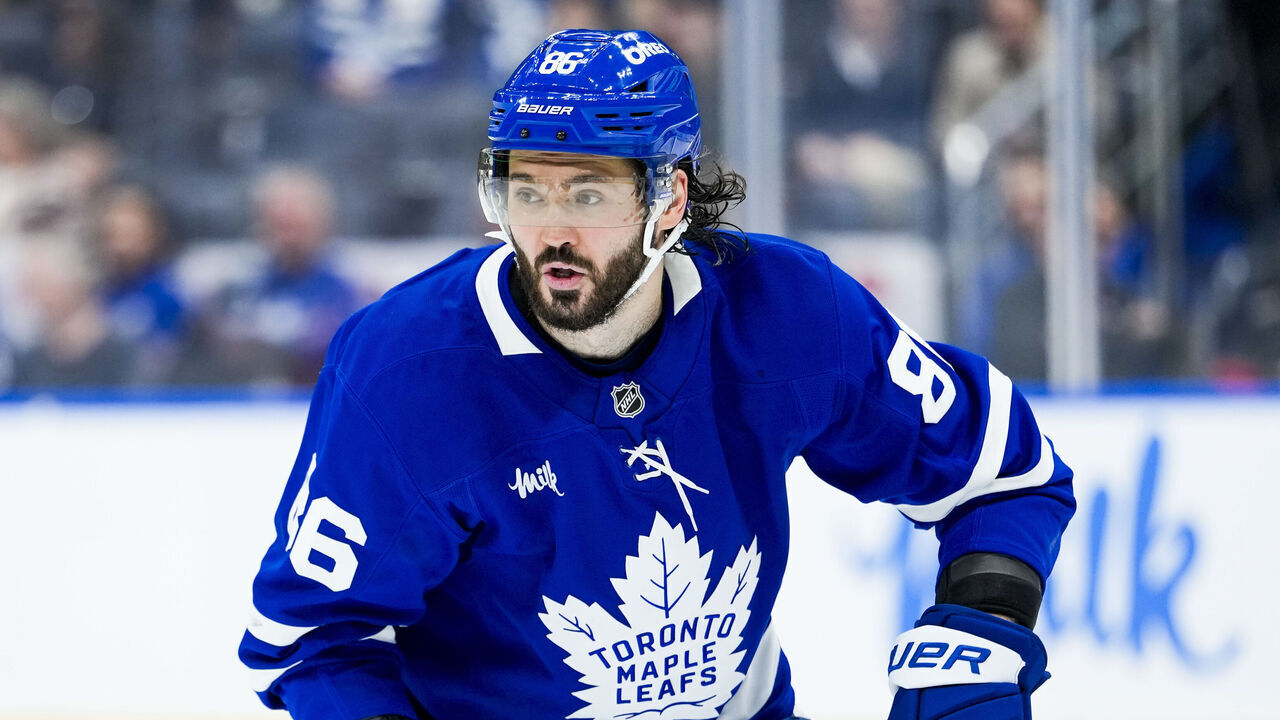 TORONTO, CANADA - OCTOBER 3: Kirill Marchenko #86 of the Toronto Maple Leafs skates against the Ottawa Senators during the second period in their NHL game at Scotiabank Arena on October 3, 2026 in Toronto, Canada.