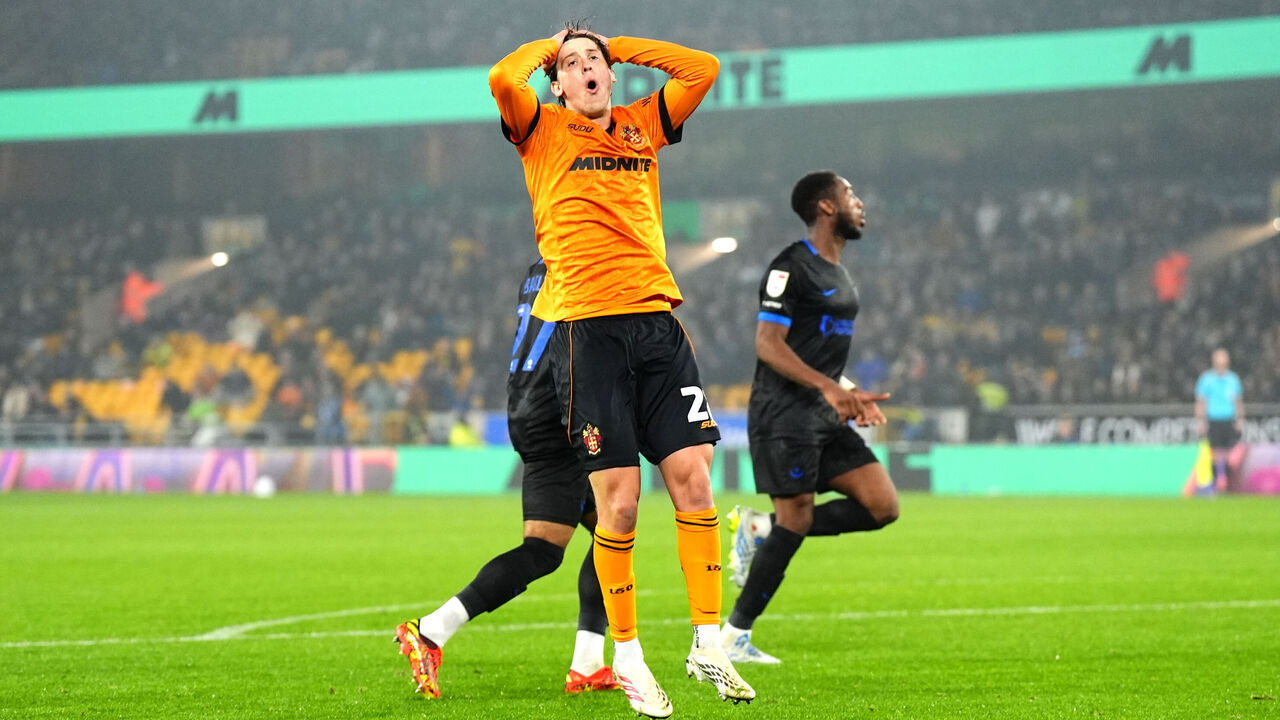 Wolverhampton Wanderers's Fer Lopez reacts to a chance during the Sky Bet Championship match at Molineux Stadium, Wolverhampton. Picture date: Tuesday October 20, 2026.