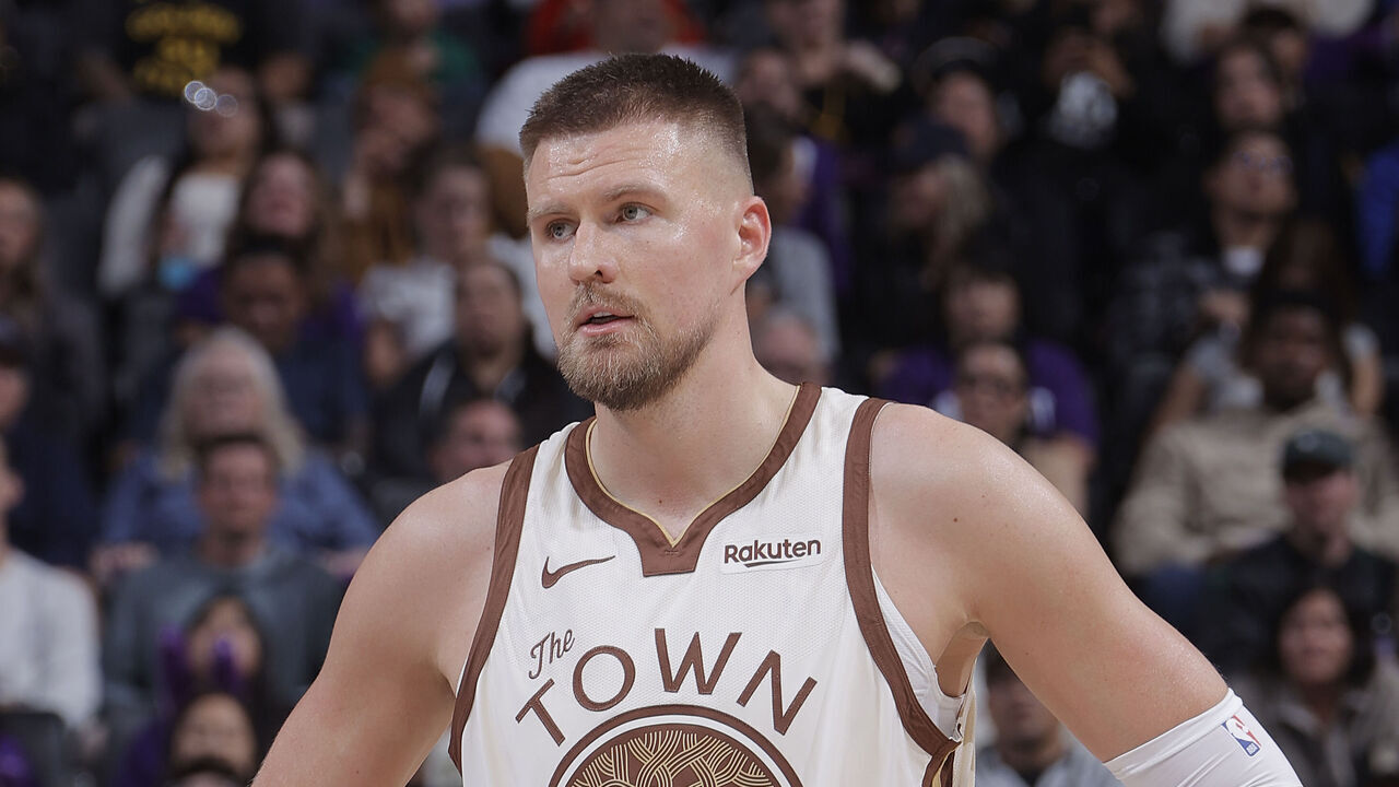 SACRAMENTO, CA - APRIL 10: Kristaps Porzingis #7 of the Golden State Warriors looks on during the game against the Sacramento Kings on April 10, 2026 at Golden 1 Center in Sacramento, California. NOTE TO USER: User expressly acknowledges and agrees that, by downloading and or using this photograph, User is consenting to the terms and conditions of the Getty Images Agreement. Mandatory Copyright Notice: Copyright 2026 NBAE