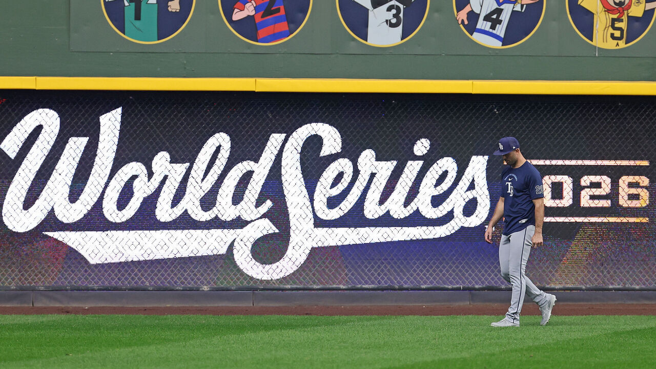 MILWAUKEE, WISCONSIN - OCTOBER 22: Nick Martinez #28 of the Tampa Bay Rays participates in workouts prior to game one of the 2026 World Series between the Milwaukee Brewers and the Tampa Bay Rays at American Family Field on October 22, 2026 in Milwaukee, Wisconsin.