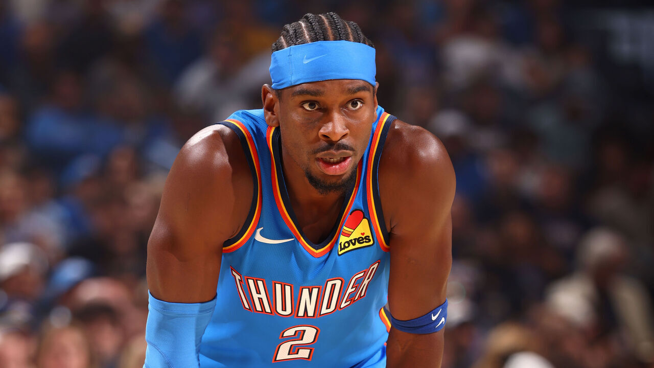 OKLAHOMA CITY, OK - OCTOBER 22: Shai Gilgeous-Alexander #2 of the Oklahoma City Thunder looks on during the game against the Denver Nuggets on October 22, 2026 at Paycom Center in Oklahoma City, Oklahoma. Mandatory Copyright Notice: Copyright 2026 NBAE