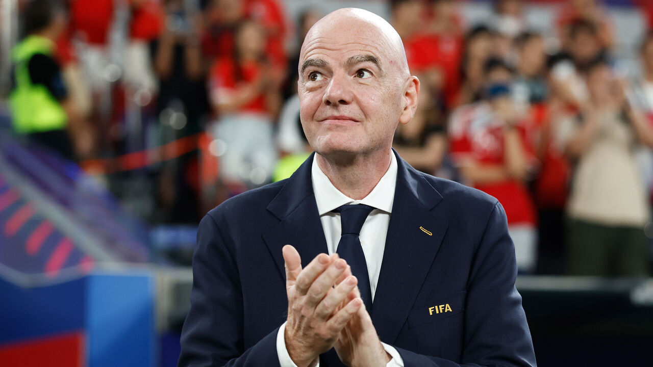 HONG KONG, CHINA - OCTOBER 03: Gianni Infantino, President of FIFA, applauds following the FIFA ASEAN CUP Division 2 final between Hong Kong and Cambodia at Kai Tak Stadium on October 03, 2026 in Hong Kong, China.
