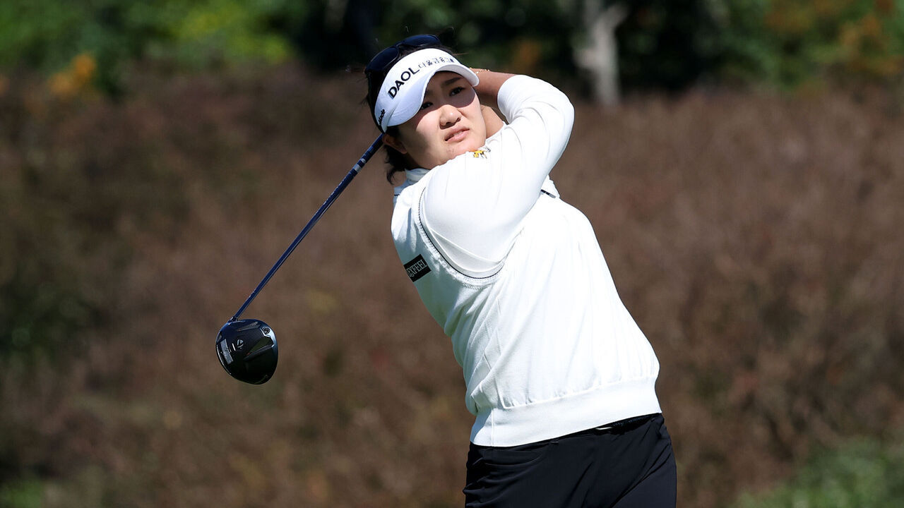 HAENAM, SOUTH KOREA - OCTOBER 22: Haeran Ryu of South Korea plays a shot from the sixth tee during the first round of the BMW Ladies Championship 2026 at Pine Beach Golf Links on October 22, 2026 in Haenam, South Korea.