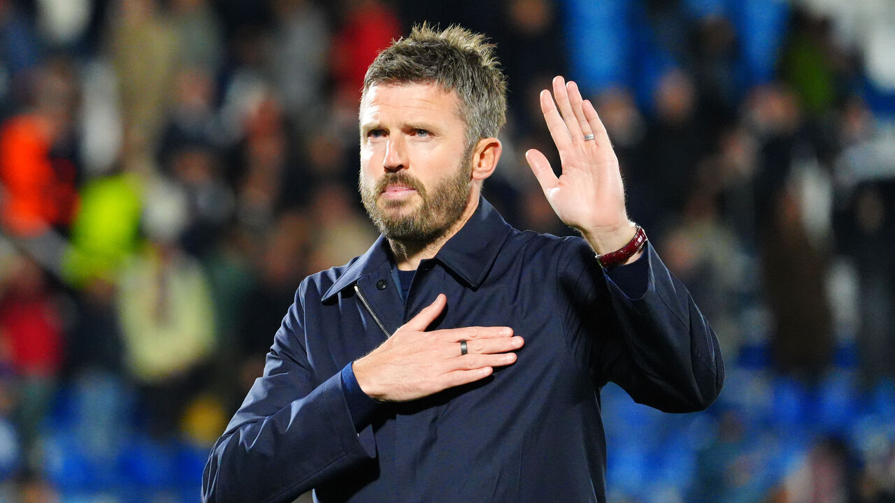 Manchester United manager Michael Carrick reacts following the UEFA Champions League match at the Giuseppe Sinigaglia Stadium, Como. Picture date: Wednesday October 21, 2026.