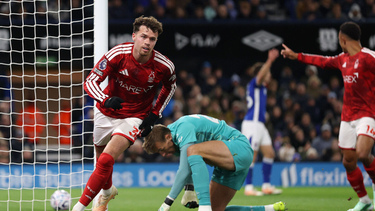 IPSWICH, ENGLAND - OCTOBER 23: Neco Williams of Nottingham Forest celebrates scoring his team’s first goal during the Premier League 2026/27 match between Ipswich Town and Nottingham Forest FC at Portman Road on October 23, 2026 in Ipswich, England.