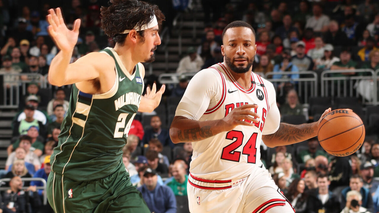 MILWAUKEE, WI - OCTOBER 23: Norman Powell #24 of the Chicago Bulls moves the ball against the Milwaukee Bucks on October 23, 2026 at Fiserv Forum Center in Milwaukee, Wisconsin. Mandatory Copyright Notice: Copyright 2026 NBAE .