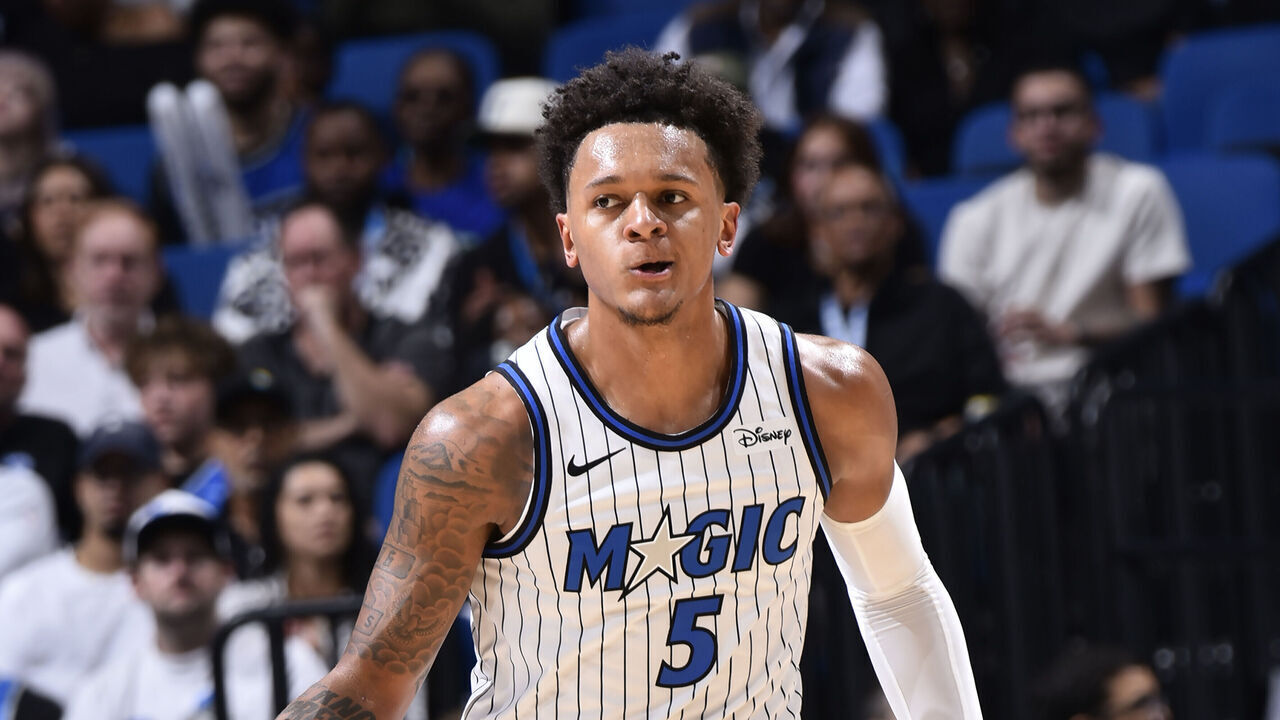 ORLANDO, FL - OCTOBER 23: Paolo Banchero #5 of the Orlando Magic dribbles the ball during the game against the Minnesota Timberwolves on October 23, 2026 at Kia Center in Orlando, Florida. Mandatory Copyright Notice: Copyright 2026 NBAE