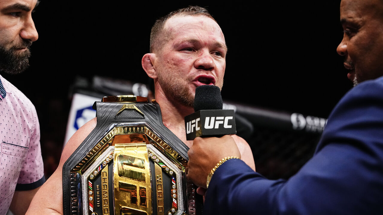 ABU DHABI, UNITED ARAB EMIRATES - OCTOBER 24: Petr Yan of Russia reacts after defeating Merab Dvalishvili of Georgia in the UFC bantamweight championship fight during the UFC 333 event at Etihad Arena on October 24, 2026 in Abu Dhabi, United Arab Emirates.