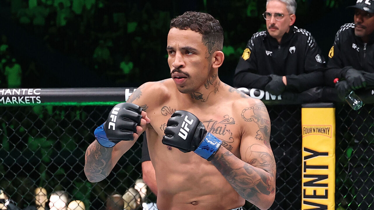 PERTH, AUSTRALIA - MAY 02: Carlos Prates of Brazil prepares to face Jack Della Maddalena of Australia in a welterweight fight during the UFC Fight Night event at RAC Arena on May 02, 2026 in Perth, Australia.