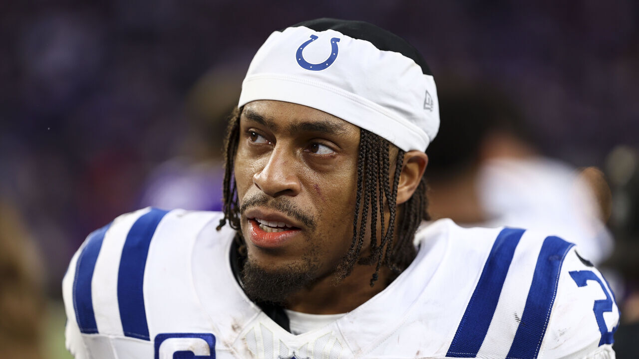 MINNEAPOLIS, MINNESOTA - OCTOBER 25: Jonathan Taylor #28 of the Indianapolis Colts stands on the field after an NFL football game against the Minnesota Vikings at U.S. Bank Stadium on October 25, 2026 in Minneapolis, Minnesota.