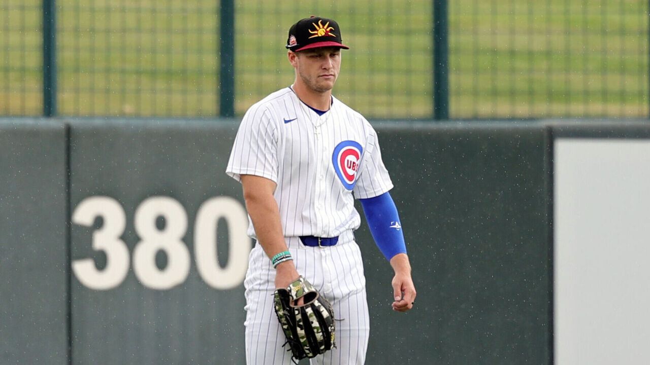 GLENDALE, AZ - OCTOBER 24: Kade Snell #6 of the Mesa Solar Sox looks on from the outfield during the game between the Javelinas and the Solar Sox at Camelback Ranch on Saturday, October 24, 2026 in Glendale, Arizona.