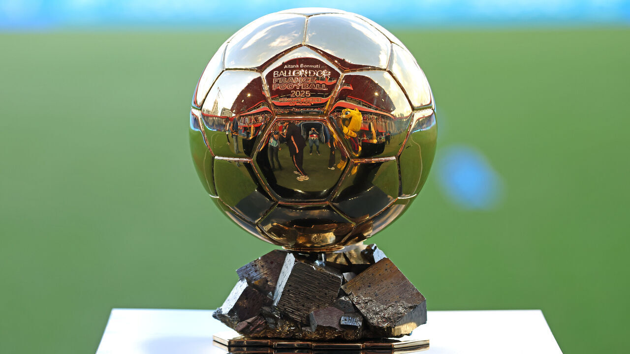 The trophy of the Ballon d'Or is present before the match between FC Barcelona Women and RCD Espanyol Women, corresponding to week 5 of the Liga F Moeve, at the Johan Cruyff Stadium in Barcelona, Spain, on September 27, 2025.