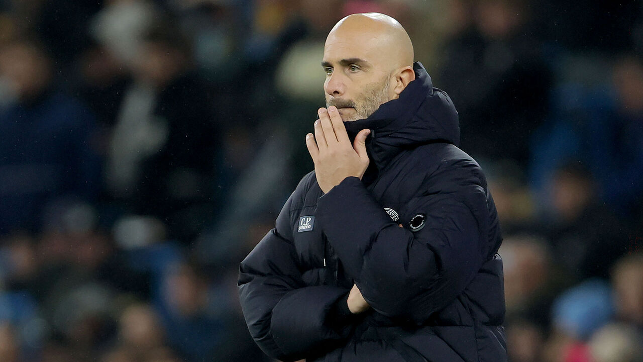 MANCHESTER, ENGLAND - OCTOBER 20: Enzo Maresca, Manager of Manchester City reacts on the side line during the UEFA Champions League 2026/27 League Phase MD3 match between Manchester City and AEK Athens at City of Manchester Stadium on October 20, 2026 in Manchester, England.