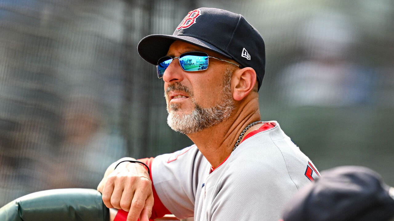 ATLANTA, GA MAY 31: Boston hitting coach Peter Fatse (62) looks on from the dugout during the MLB game between the Boston Red Sox and the Atlanta Braves on May 31st, 2025 at Truist Park in Atlanta, GA.