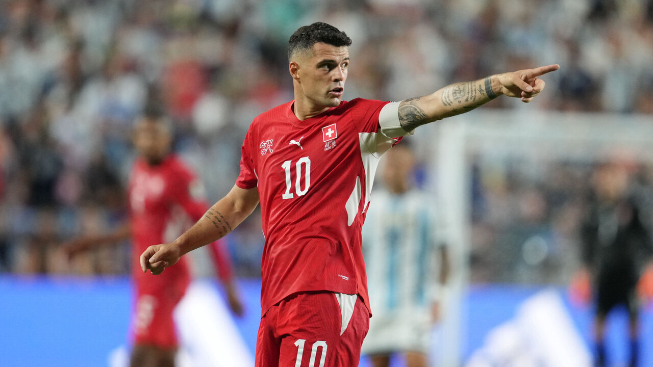 Granit Xhaka (Switzerland) during Quarter final FIFA World Cup 2026, Argentina and Switzerland, Kansas Stadium, Kansas, USA on July 11 2026.