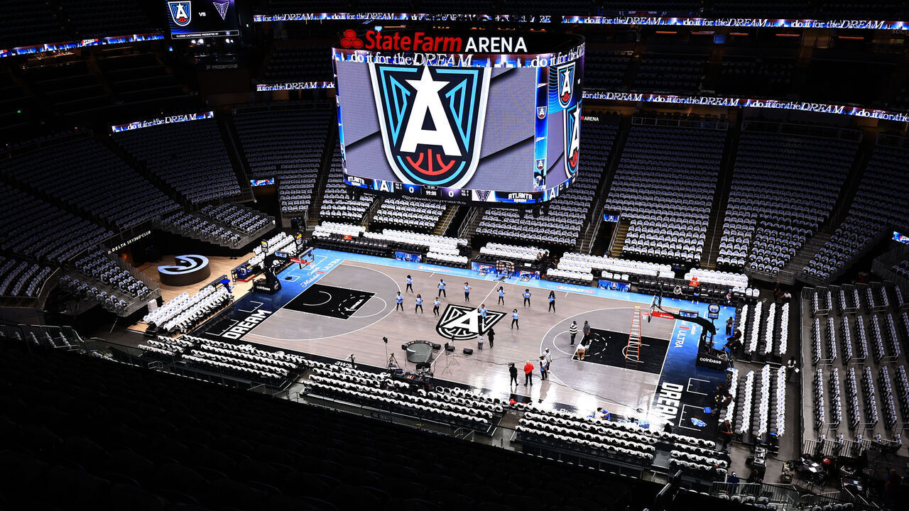 ATLANTA, GA - OCTOBER 24: A view of the arena before the game between Golden State Valkyries and Atlanta Dream on October 24, 2026 at State Farm Arena in Atlanta, Georgia. Mandatory Copyright Notice: Copyright 2026 NBAE