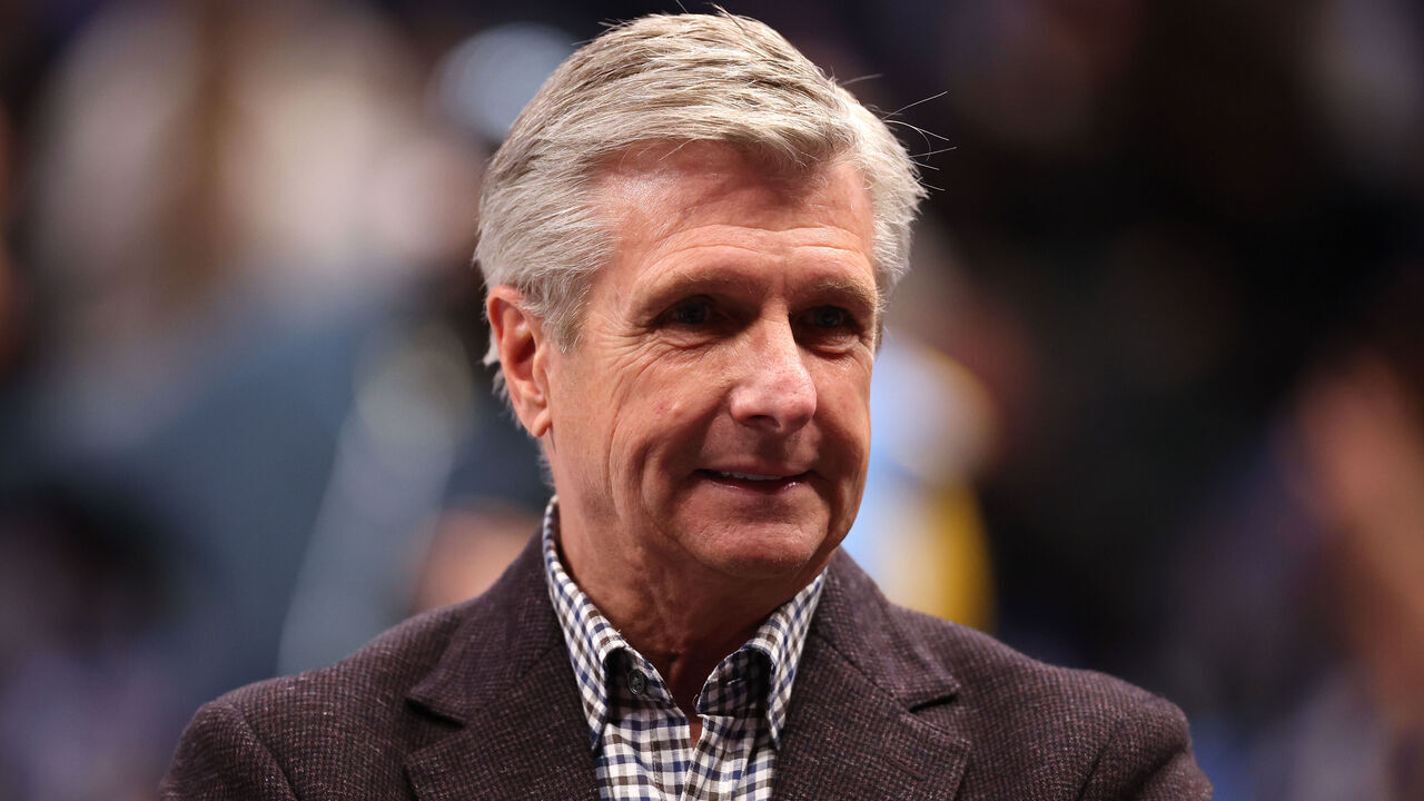 DALLAS, TEXAS - JANUARY 22: Rick Welts, CEO of the Dallas Mavericks, looks on prior to the game against the Golden State Warriors at American Airlines Center on January 22, 2026 in Dallas, Texas.