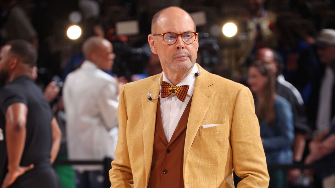 NEW YORK, NY - JUNE 8: Ernie Johnson Jr. looks on before the San Antonio Spurs v New York Knicks game during Game Three of the 2026 NBA Finals on June 8, 2026 at Madison in New York, New York. Mandatory Copyright Notice: Copyright 2026 NBAE