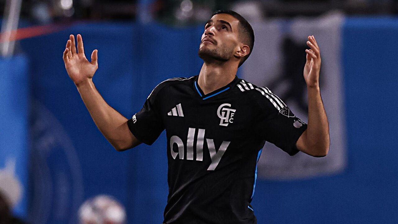 CHARLOTTE, NORTH CAROLINA - OCTOBER 28: Liel Abada #11 of the Charlotte FC celebrates after scoring a goal during the second half of a match against the CF Montréal at Bank of America Stadium on October 28, 2026 in Charlotte, North Carolina.