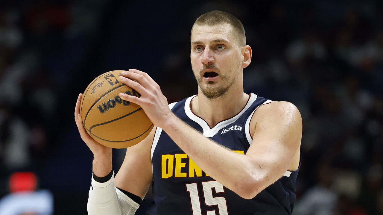 NEW ORLEANS, LOUISIANA - OCTOBER 28: Nikola Jokic #15 of the Denver Nuggets is defended by Zion Williamson #1 of the New Orleans Pelicans during the second half of the game at Smoothie King Center on October 28, 2026 in New Orleans, Louisiana.