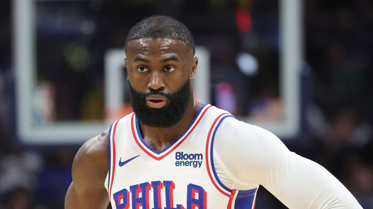 INDIANAPOLIS, IN - OCTOBER 28: Jaylen Brown #7 of the Philadelphia 76ers looks on during the game against the Indiana Pacers on October 28, 2026 at Gainbridge Fieldhouse in Indianapolis, Indiana. Mandatory Copyright Notice: Copyright 2026 NBAE