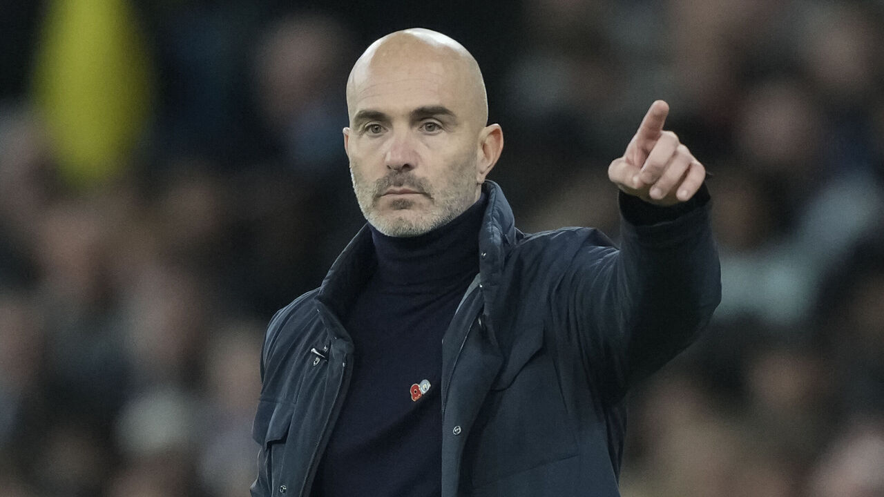 Enzo Maresca, manager of Manchester City, reacts in the technical area during the Carabao Cup Last 16 match between Manchester City and Brighton & Hove Albion at Etihad Stadium in Manchester, United Kingdom, on October 28, 2026.