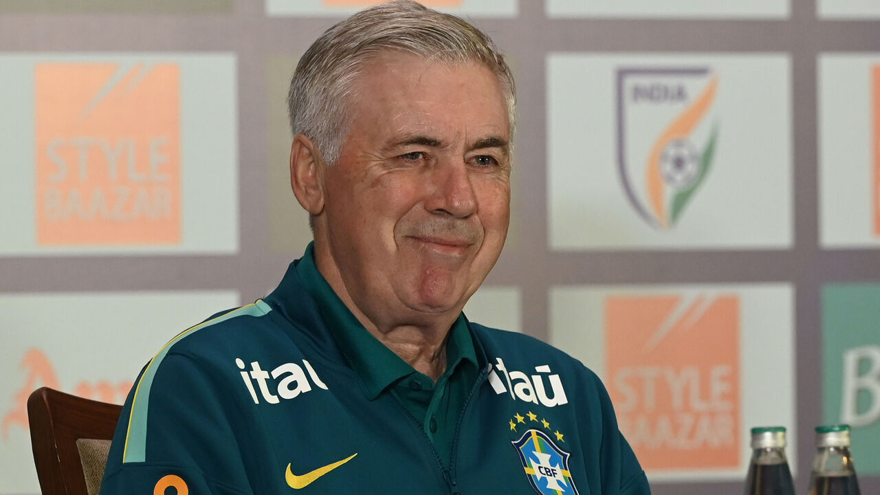 KOLKATA, INDIA - OCTOBER 2: Brazil Men's National Football team head coach Carlo Ancelotti spoke to media ahead of upcoming International Friendly match against India on October 2, 2026 in Kolkata, India.