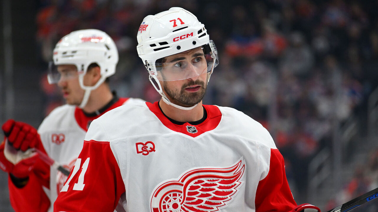 EDMONTON, CANADA - OCTOBER 26: Dylan Larkin #71 of the Detroit Red Wings in action during the game against the Edmonton Oilers at Rogers Place on October 26, 2026, in Edmonton, Alberta, Canada.