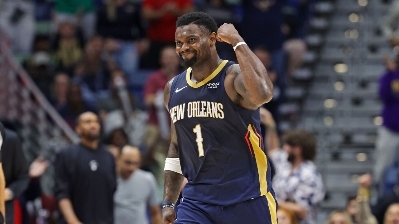 NEW ORLEANS, LA - OCTOBER 29: Zion Williamson #1 of the New Orleans Pelicans celebrates during the game against the Sacramento Kings on October 29, 2026 at the Smoothie King Center in New Orleans, Louisiana. Mandatory Copyright Notice: Copyright 2026 NBAE