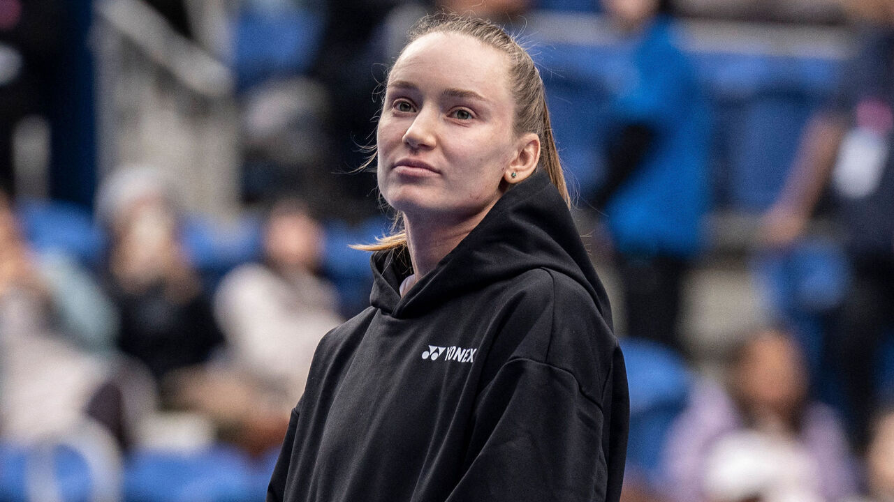 Kazakhstan's Elena Rybakina looks on as she speaks after retiring due to an injury from her quarter-final match against Canada's Leylah Fernandez during the WTA Pan Pacific Open tennis tournament at Ariake Coliseum in Tokyo on October 30, 2026. Elena Rybakina withdrew with a neck injury, a day after she secured the year-end world number one ranking.