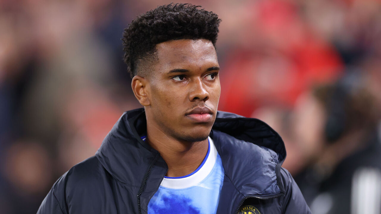 LIVERPOOL, ENGLAND - OCTOBER 28: Estevao of Chelsea during the Carabao Cup Fourth Round match between Liverpool and Chelsea at Anfield on October 28, 2026 in Liverpool, England.