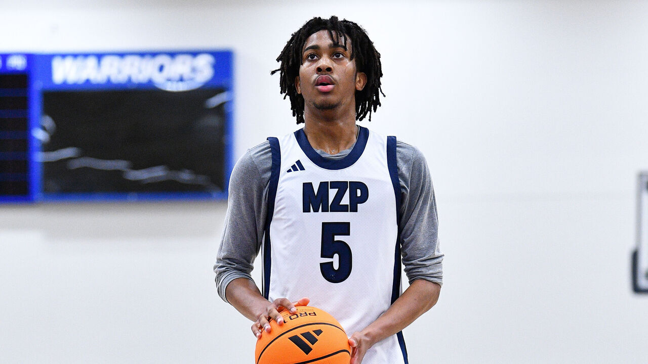TORRANCE, CA - FEBRUARY 13: MZP forward Zion Green (5) shoots a free throw during the Grind Session Los Angeles high school basketball tournament on February 13, 2026 at El Camino College in Torrance, CA.