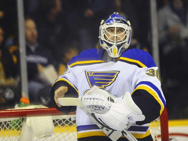 Brodeur makes 20 saves, suffers 4-3 loss in 1st game with Blues