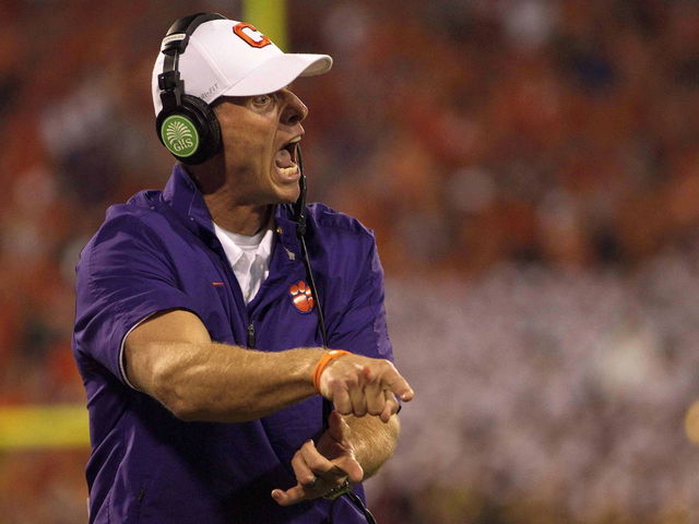 PHOTO: Clemson DC Brent Venables has his own get-back coach
