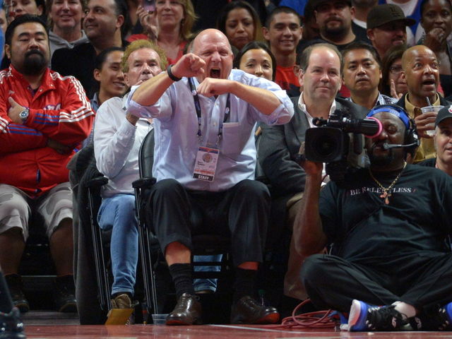VIDEO: Clippers owner Ballmer dances wildly during Fergie performance