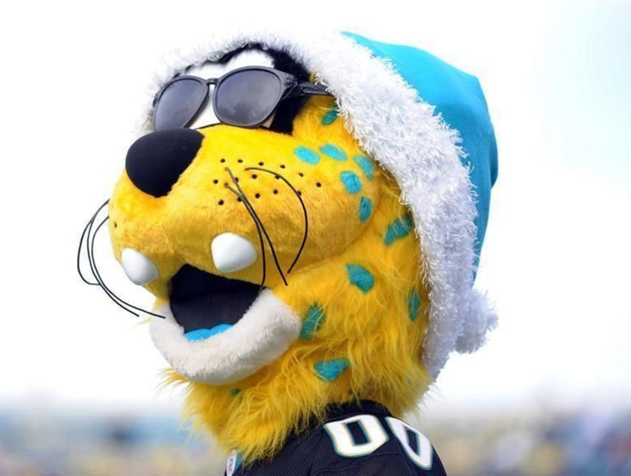 In the fluff! Jacksonville Jaguars mascot Jaxson de Ville sets off