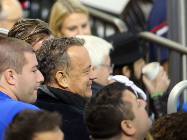 PHOTO: Tom Hanks attends Rangers game with famous fellow castaway